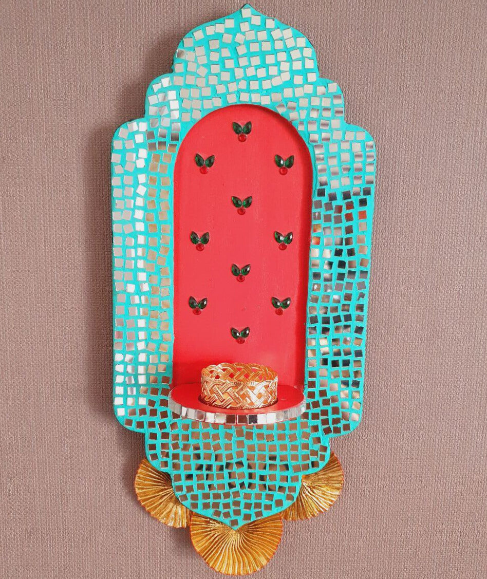 Jharokha Mirror Art Piece with T-light Candle Holder