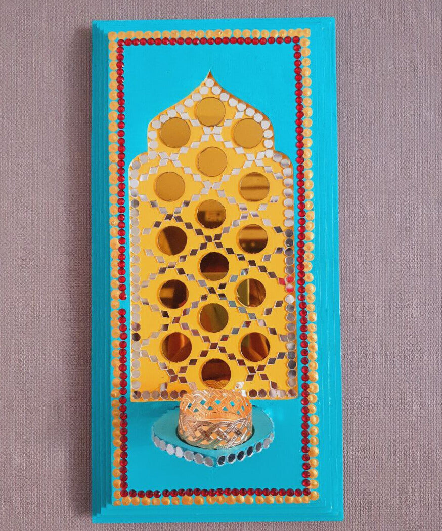 Jharokha Mirror Art Piece with T-light Candle Holder
