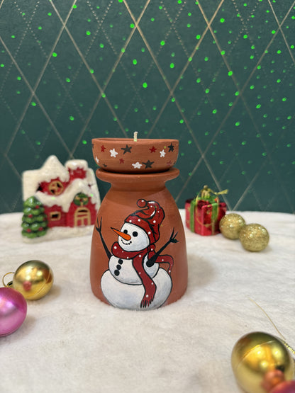 Hand Painted T-light Kulhad Candle Holder for Christmas