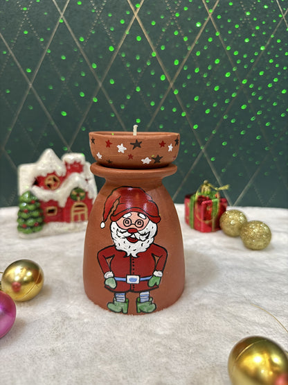 Hand Painted T-light Kulhad Candle Holder for Christmas