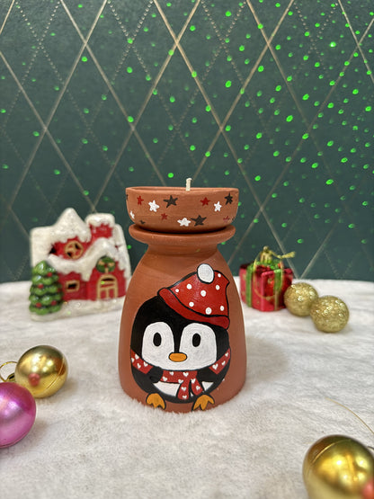 Hand Painted T-light Kulhad Candle Holder for Christmas