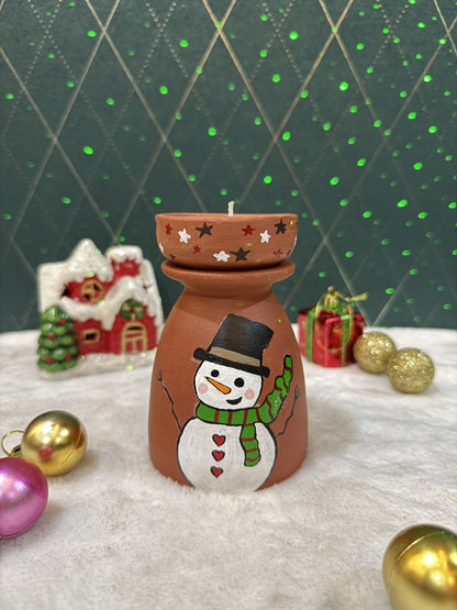 Hand Painted T-light Kulhad Candle Holder for Christmas