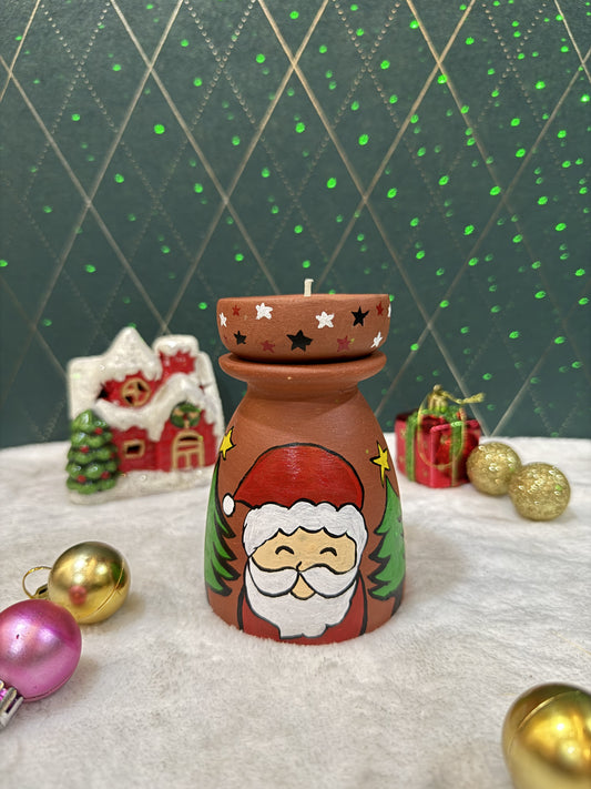 Hand Painted T-light Kulhad Candle Holder for Christmas