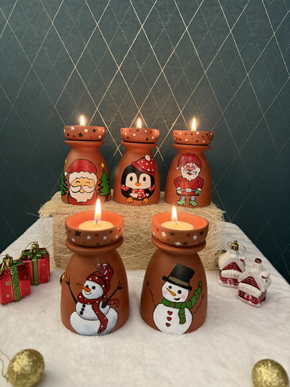 Hand Painted T-light Kulhad Candle Holder for Christmas